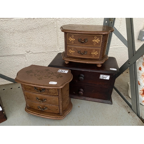 51 - 2 Jewellery boxes plus one other