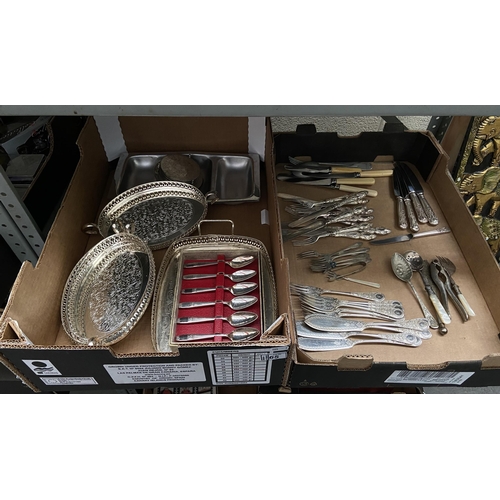 65 - 2 Boxes containing vintage cutlery etc