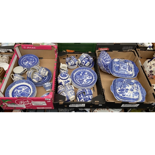 74 - 3 Boxes containing blue and white China