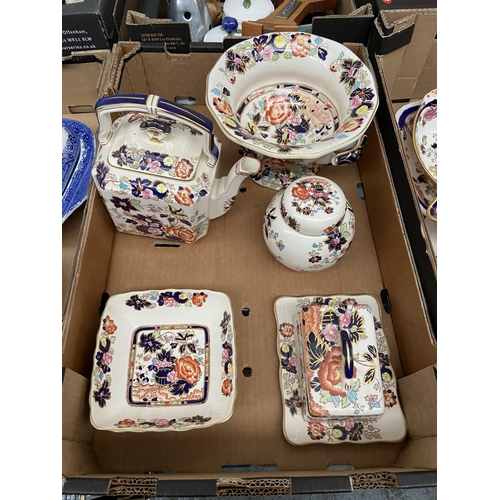 77 - Box containing Masons Mandarin teapot etc