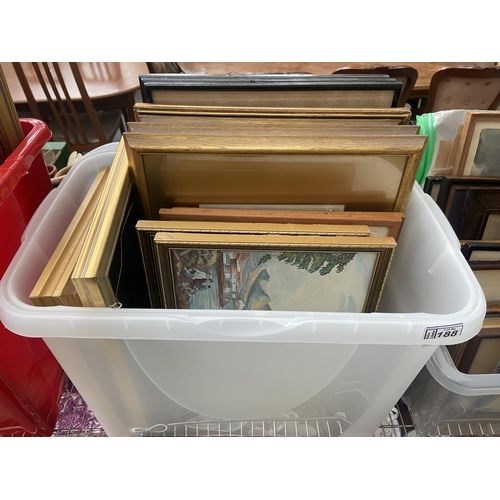 188 - Box containing vintage pictures etc