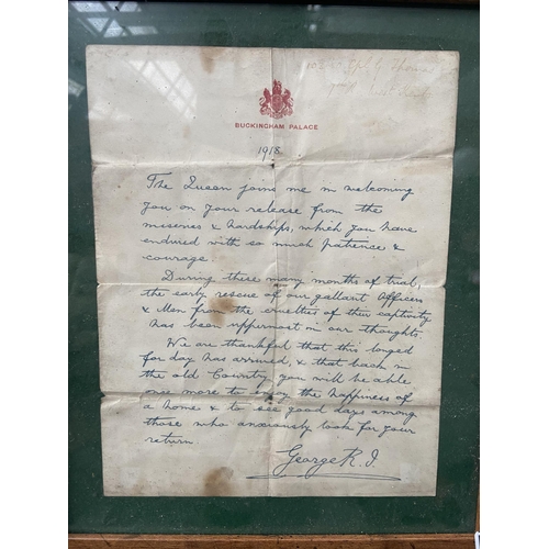 463 - 2 Framed and glazed letters signed King George V