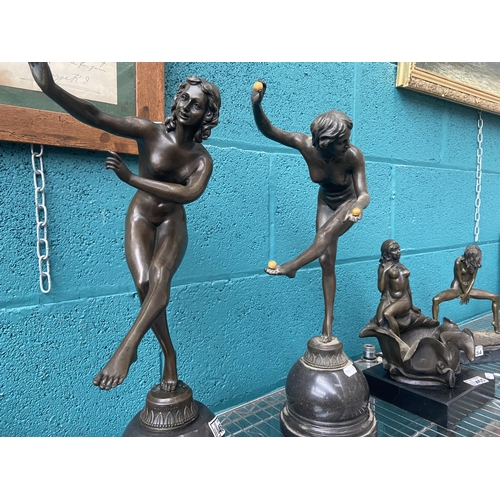 464 - Pair of bronze dancer sculptures signed CL. JR Colinet