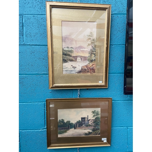 496 - 2 Framed and glazed vintage watercolours