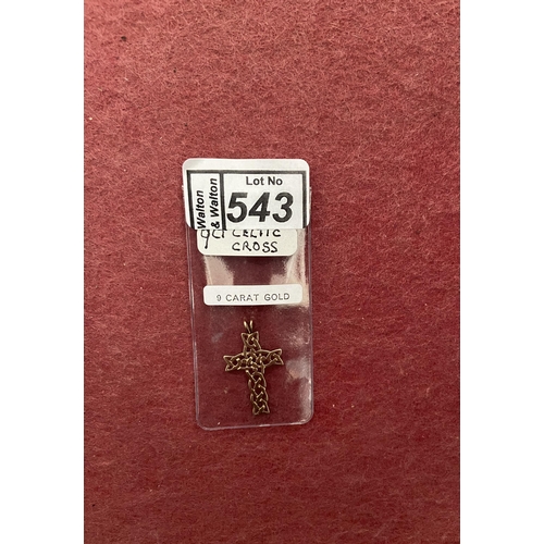 543 - 9ct Gold celtic cross pendant