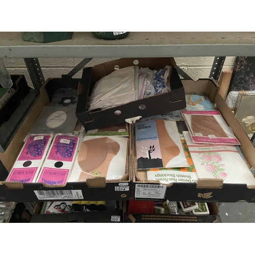 74 - 2 Boxes containing new vintage stockings and undergarments