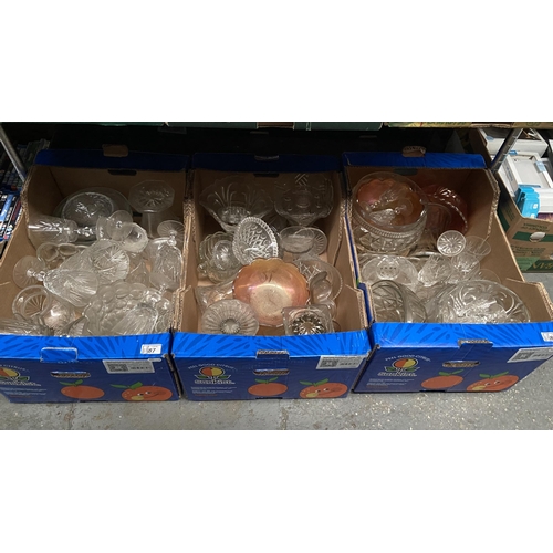 87 - 3 Boxes containing glassware