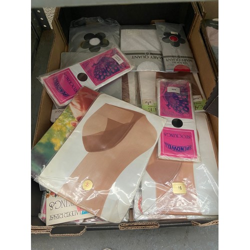 74 - 2 Boxes containing new vintage stockings and undergarments