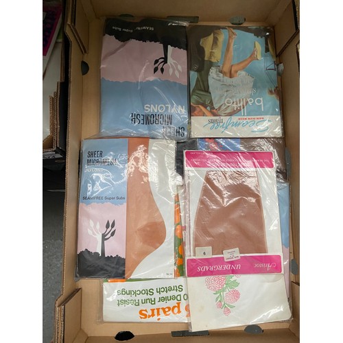 74 - 2 Boxes containing new vintage stockings and undergarments