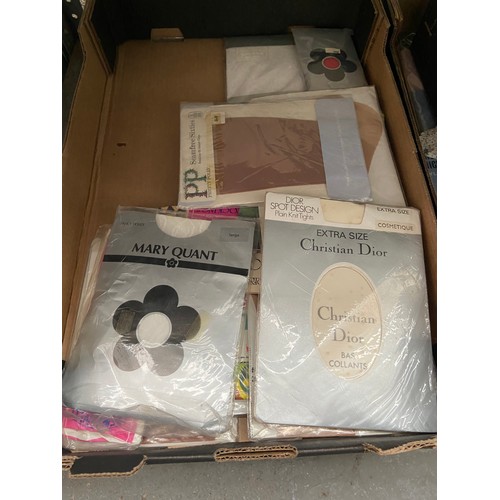 74 - 2 Boxes containing new vintage stockings and undergarments