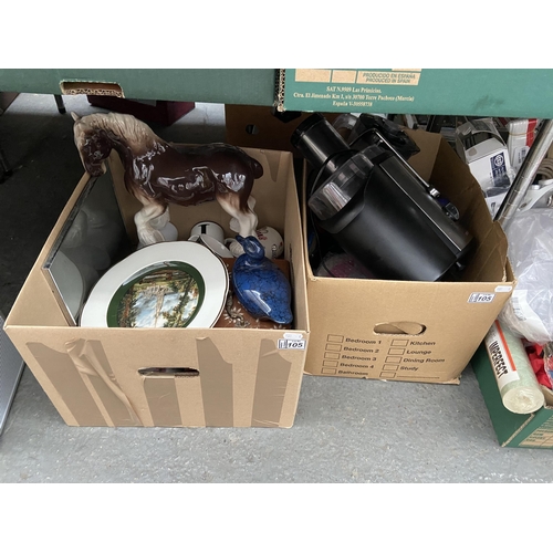 105 - 2 Boxes containing China and a juicer etc