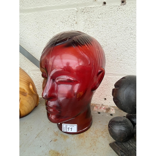 11 - 25cm Red glass head