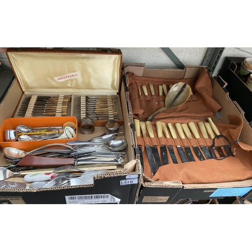 19 - 2 Boxes containing vintage cutlery