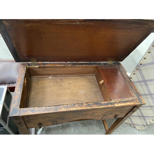 337 - Oak sewing table