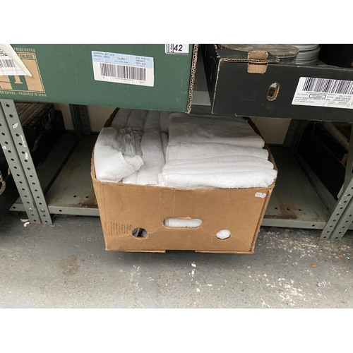 42A - Box containing new white towels