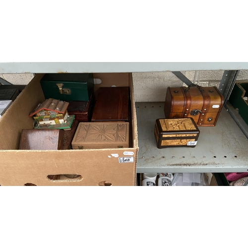 48 - Box containing wooden boxes etc