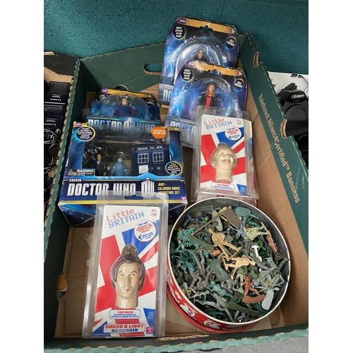 490 - Box containing Dr Who figures etc