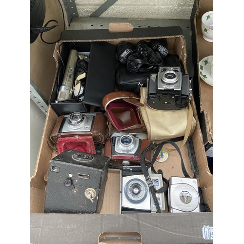 5 - Box containing vintage cameras