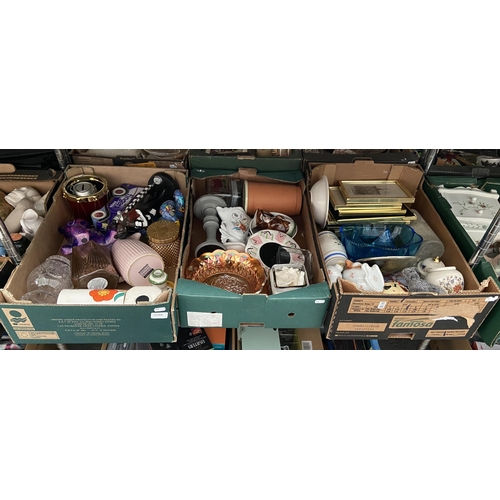 104 - 3 Boxes containing bowls, pictures and vases etc