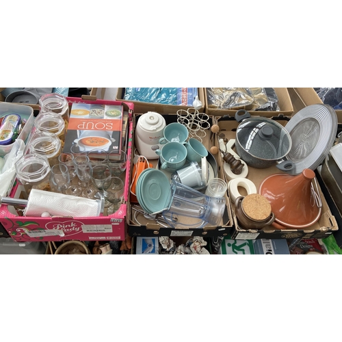 183 - 3 Boxes containing a pan, blender and cookbooks