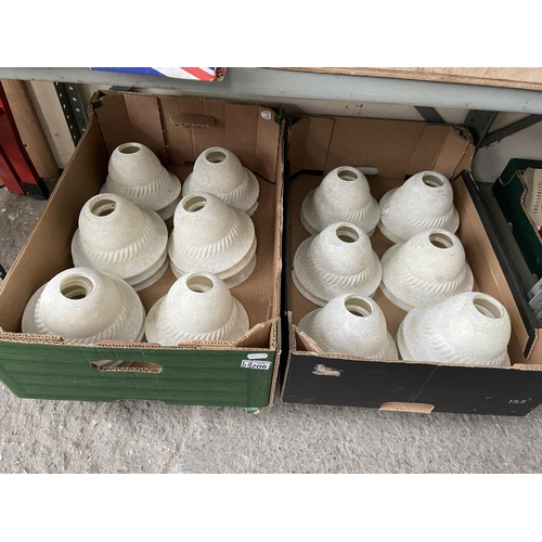206 - 2 Boxes containing glass lampshades