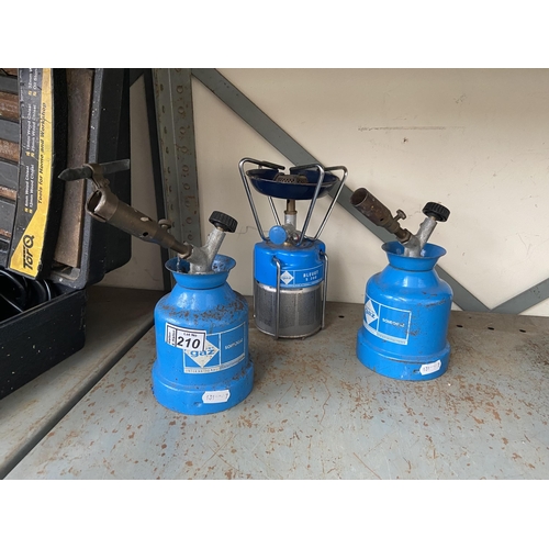 210 - 2 Blowlamps and a camping stove