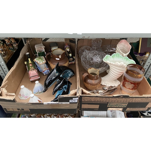 59 - 2 Boxes containing collectible ceramics including Sylvac and Poole dolphins