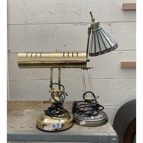 63 - A banker's style lamp plus one other
