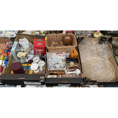 81 - 3 Boxes containing glassware, Sylvac and a cut glass decanter