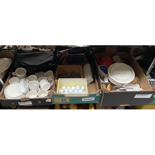 82 - 3 Boxes containing flatware, golf balls and keys etc