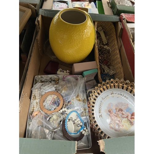 91 - 3 Boxes containing vases and costume jewellery etc