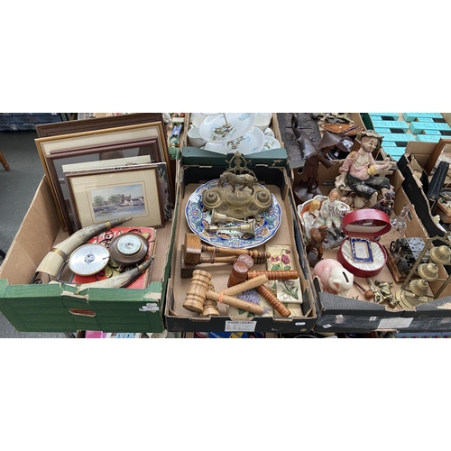 94 - 3 Boxes containing barometers and brass etc
