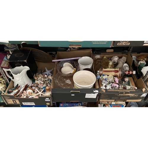 108 - 3 Boxes containing sea shells, bowls and a jug etc