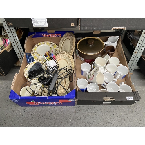 138 - 2 Boxes containing mugs and flatware