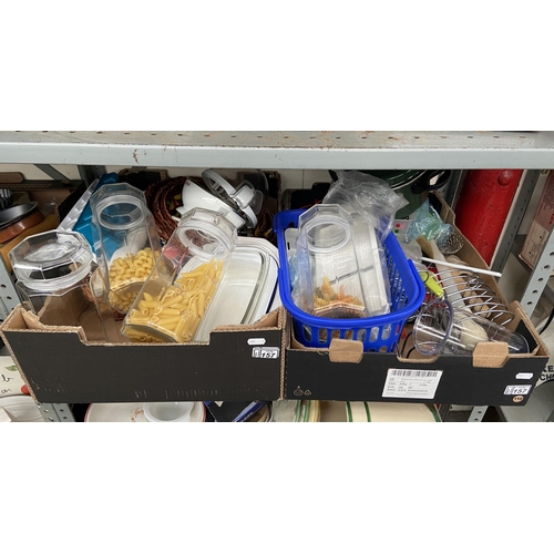 157 - 2 Boxes containing pasta jars etc