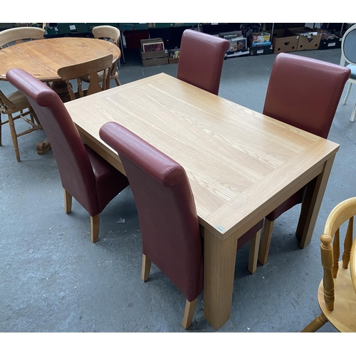 Oak effect dining table and 4 chairs