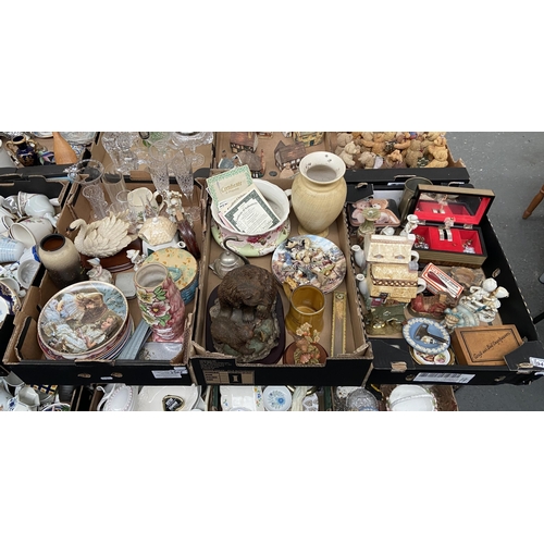 94 - 3 Boxes containing teapots, collector's plates and Wade Whimsies etc