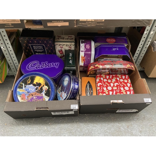 25 - 2 Boxes containing assorted tins