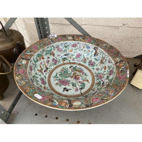 55 - Large ornate Oriental bowl A/F (42cm diameter)