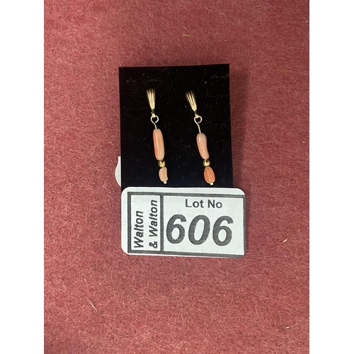 606 - Pair of 9ct gold earrings