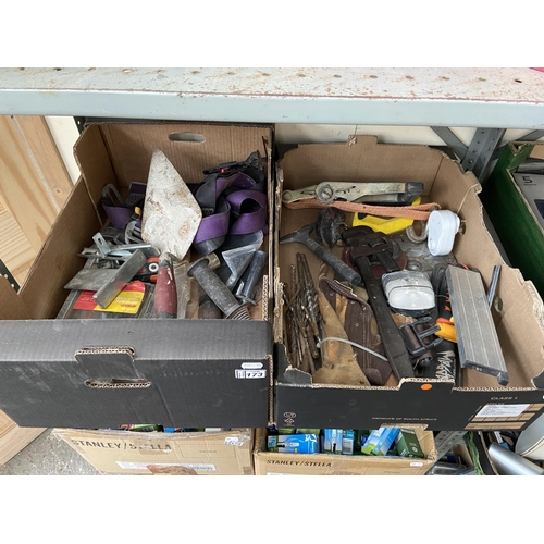 173 - 2 Boxes containing drill bits and tools