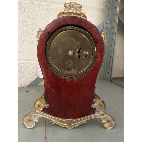 3 - French style brass and mahogany mantel clock