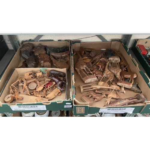 31 - 2 Boxes containing wooden animals etc
