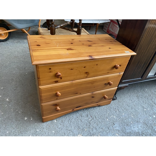 398 - Pine 3 drawer chest of drawers