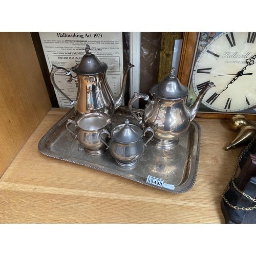 498 - Plated tea set on tray