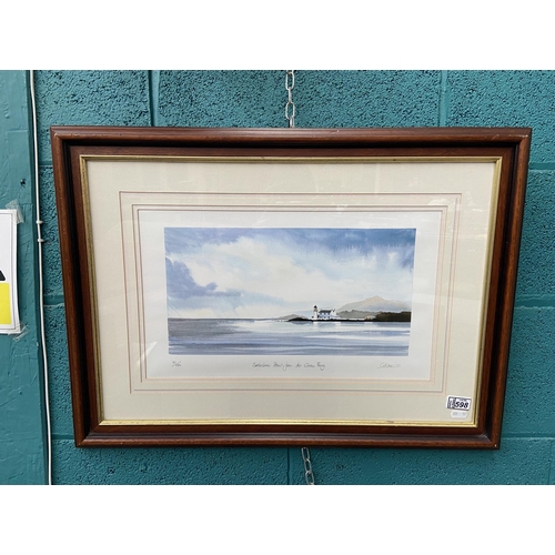 598 - Framed and glazed limited edition print of a lighthouse