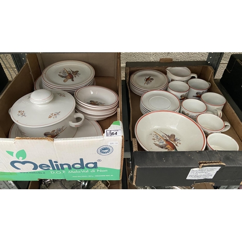 64 - 2 Boxes containing Midwinter 'pheasant' China