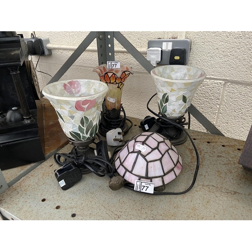 77 - 3 Modern up-lighters and a tortoise lamp