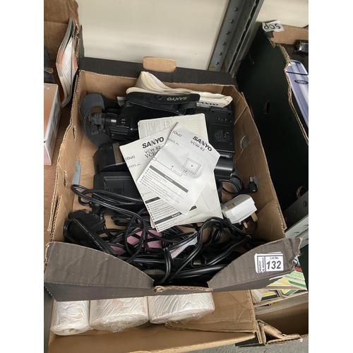 132 - Box containing Sanyo camcorder