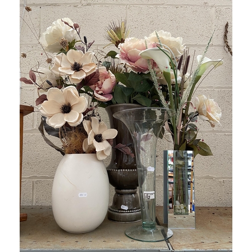 2 - 4 Ornate vases including artificial flowers